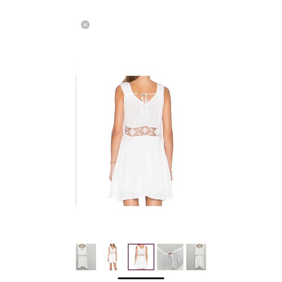 Free People Dress white a-line medium sleeveless tiered back tie crochet waist - Picture 14 of 14